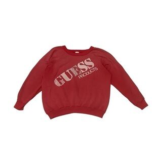Vintage 80’s 90’s Guess Red Crewneck Sweatshirt Sz Medium